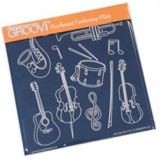 ClarityStamp Groovi Parchment Embossing Plate Musical Instruments A5