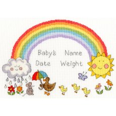 Bothy Threads Rainbow Baby Birth Sampler Counted Cross Stitch Kit  XNB7