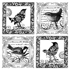 Crafty Individuals 'Four Little Songbirds' Red Rubber Stamp CI-184