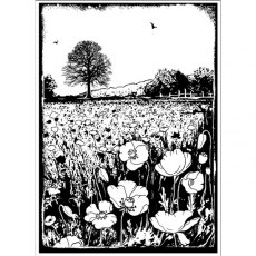 Crafty Individuals 'Summer Poppy Meadow' Red Rubber Stamp CI-276