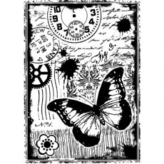 Crafty Individuals 'Steampunk Butterfly' Red Rubber Stamp CI-296