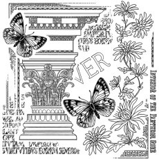 Crafty Individuals 'Corinthian Butterflies' Red Rubber Stamp CI-333