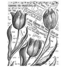 Crafty Individuals 'Tiptoe Through The Tulips' Red Rubber Stamp CI-388