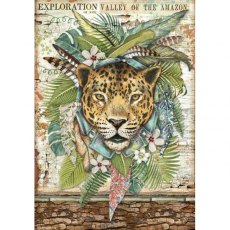 Stamperia A4 Rice paper packed - Amazonia jaguar – DFSA4530 5 for £9.99