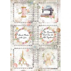 Stamperia A4 Rice paper packed - Romantic Threads Mini Cards – 5 for £9.99 DFSA4568