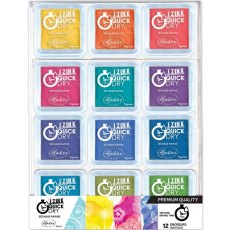 Izink Quick Dry Pigment Medium Ink Pad Brights Set of 12