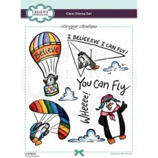 Creative Expressions Designer Boutique Collection Flying Penguins A5 Clear Stamp