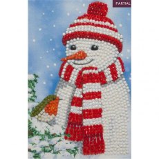 Craft Buddy Cosy Snowman, 10x15cm Crystal Art Card CCK-10x15B4