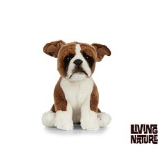 Living Nature 20cm Boxer Sitting Soft Toy Dog Puppy AN450