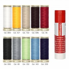 Gutermann Creativ Thread Set: Sew-All: 10 x 100m: with Textile Glue Stick 734567