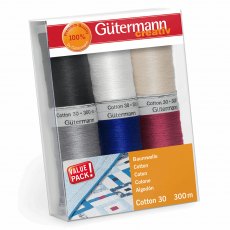 Gutermann Creativ Sewing Thread Set Basic Shades Cotton No.30 6 x 300m 734022/1