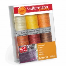 Gutermann Thread Set Variegated Warm Shades Cotton No.30 6 x 300m 734022/2