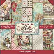 Stamperia Extra Small Pad 10 sheets - 15.24x15.24 (6"x6") Double Face Alice in Worderland SBBXS03