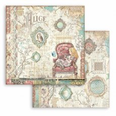 Stamperia 8"x8" Paper Pad Double Face Alice Through The Looking Glass SBBS42