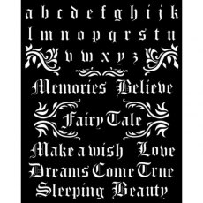 Stamperia Thick Stencil 20x25 cm - Sleeping Beauty Alphabet and Quotes KSTD076