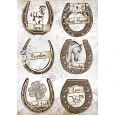 Stamperia A4 Rice Paper Packed - Romantic Horses Horseshoes – 5 for £9.99 DFSA4583