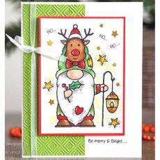 Woodware Clear Singles Reindeer Gnome 4 in x 6 in Stamp FRS867