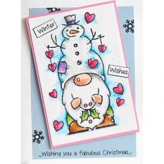 Woodware Clear Singles Snow Gnome 4 in x 6 in Stamp FRS864