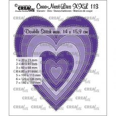 Crea-Nest-Lies XXL Dies No.113, Slim Hearts With Double Stitch CLNestXXL113