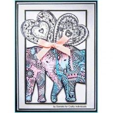 Crafty Individuals 'Happy Elephants' Red Rubber Stamp CI-562