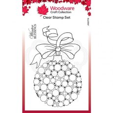 Woodware Clear Singles Bubble Bauble and Ribbon 4 in x 6 in Stamp