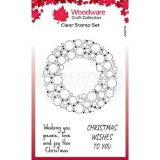 Woodware Clear Singles Bubble Holiday Wreath 4 in x 6 in Stamp