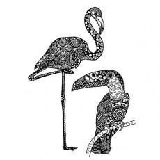 Crafty Individuals 'Two Tropical Birds'  Red Rubber Stamp CI-563