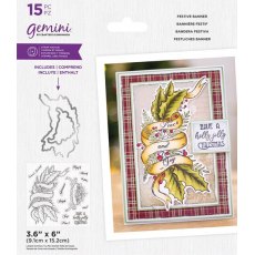Gemini Floral Spray Stamp & Die - Festive Banner