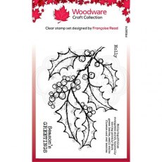 Woodware Clear Singles Holly Spray 4 in x 6 in Stamp