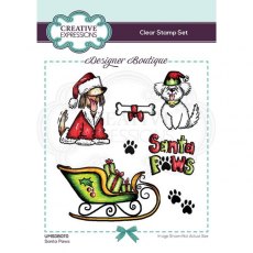 Creative Expressions Designer Boutique Collection Santa Paws A6 Clear Stamp Set