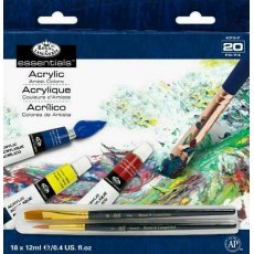 Royal & Langnickel 18 x 12ml Acrylic Paint Set with 2 Brushes ACR18-3T