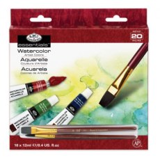 Royal & Langnickel 18 x 12ml Watercolor Paint Set with 2 Brushes WAT18-3T
