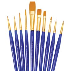 Royal & Langnickel Gold Taklon Artist Ultra Short 10 Piece Paint Brush Set SVP2