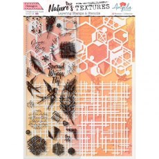 Angela Poole Natures Textures Hexagon Layering Stamps & Stencil Set