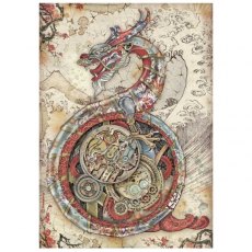 Stamperia A4 Rice Paper Sir Vagabond In Japan Mechanical Dragon DFSA4608 5 For £9.99