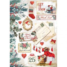 Stamperia A4 Rice paper packed Romantic Christmas Let is snow cards DFSA4614 – 5 for £9.99