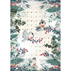 Stamperia A4 Rice paper packed Romantic Christmas birds DFSA4634 – 5 for £9.99