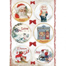 Stamperia A4 Rice paper packed Romantic Christmas rounds DFSA4635 - 5 for £9.99