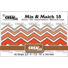 Crealies Mix & Match no. 15 Zigzag strips backstitch line CLMix15