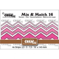 Crealies Mix & Match no. 16 Zigzag strips dotted line CLMix16