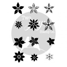 Two Jays Finger Stamps - Set Of 2 - Festive Flowers + Fir Branch CTJJ164 CTJJ165