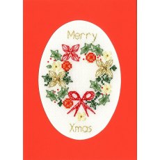 Bothy Threads Christmas Wreath Christmas Card Counted Cross Stitch Card Kit XMAS44
