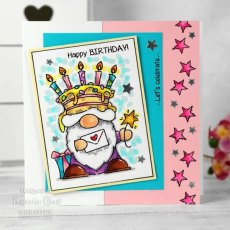 Woodware Clear Singles Birthday Cake Gnome 4 in x 6 in Stamp
