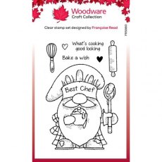 Woodware Clear Singles Gnome Chef 4 in x 6 in Stamp