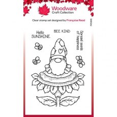 Woodware Clear Singles Sunflower Gnome 4 in x 6 in Stamp