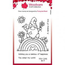 Woodware Clear Singles Rainbow Gnome 4 in x 6 in Stamp