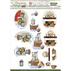 Jeanine's Art - Christmas Cottage Set Of 4 3D Push Out