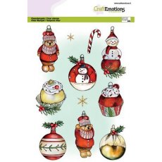 Craft Emotions Christmas Balls Snowman Bear A5 Stamp