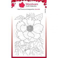 Woodware Clear Singles Peony 4 in x 6 in Stamp JGS748