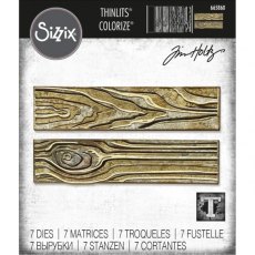 Sizzix Thinlits Die Set 7PK - Woodgrain, Colorize by Tim Holtz 665860